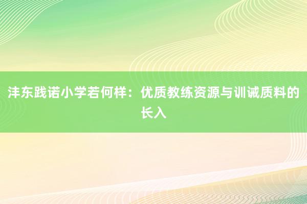 沣东践诺小学若何样：优质教练资源与训诫质料的长入