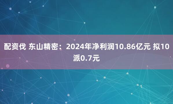 配资伐 东山精密：2024年净利润10.86亿元 拟10派0.7元