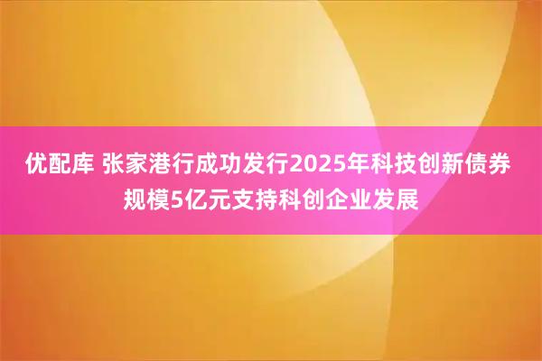 优配库 张家港行成功发行2025年科技创新债券 规模5亿元支持科创企业发展